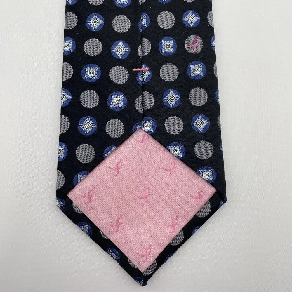 KNOTS‎ FOR HOPE Men's Silk Designer Necktie Black/Blue Geometric 62
